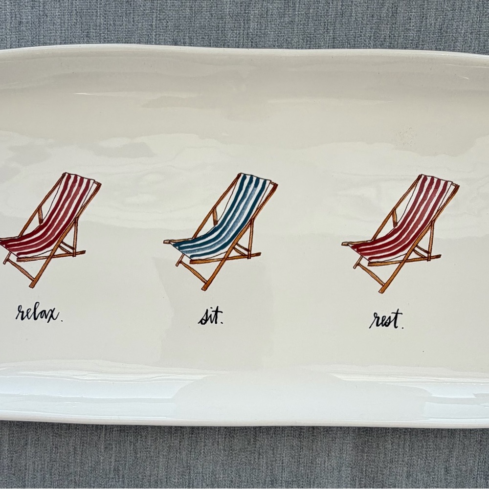 Rae Dunn Artisan Collection By Magenta Relax, Sit, Rest Ceramic Serving Tray